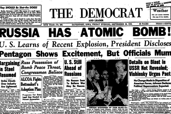 Vào ngày 23/9/1949, trong một tuyên bố được diễn đạt một cách cẩn trọng, Tổng thống Harry S. Truman đã thông báo cho người dân Hoa Kỳ rằng Liên Xô đã cho phát nổ một quả bom hạt nhân.