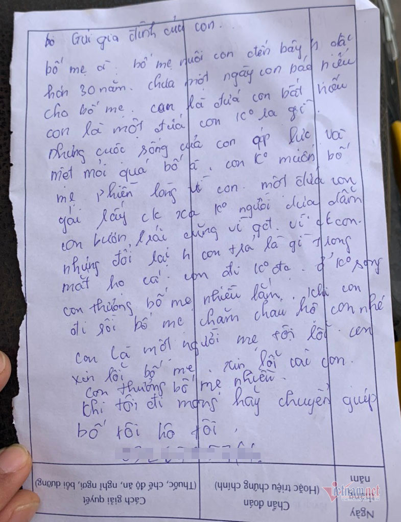 Bức thư tuyệt mệnh chị T để lại trên cầu