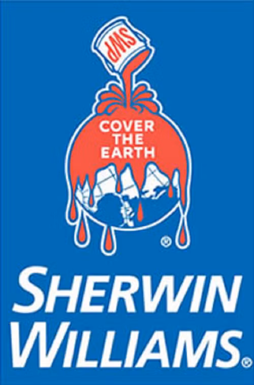 Dù mang ý nghĩa là có khả năng phát triển toàn cầu nhưng logo hãng sơn Sherwin Williams lại đem lại cảm giác ghê rợn với hình trái đất phủ "máu".