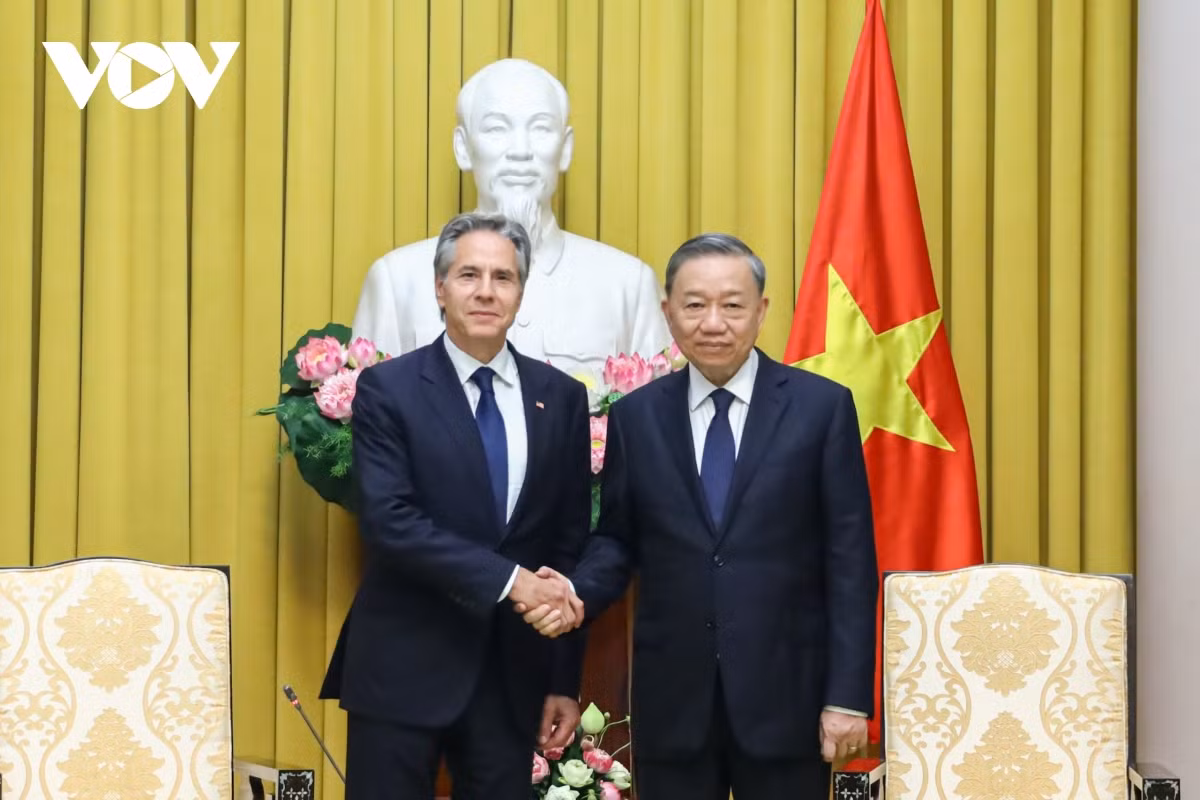Chu tich nuoc To Lam tiep Ngoai truong Hoa Ky Antony Blinken-Hinh-2
