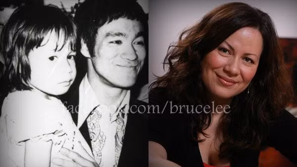 Shannon Lee thời bé cùng bố (trái) và hiện nay.