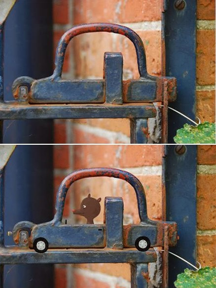 Tay nắm cửa sắt được sáng tạo thành chiếc ô tô.