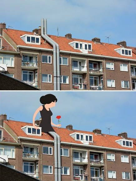 Đoạn ống nước nhìn có vẻ như không có gì đặc biệt bỗng trở thành đôi chân dài của một cô gái.