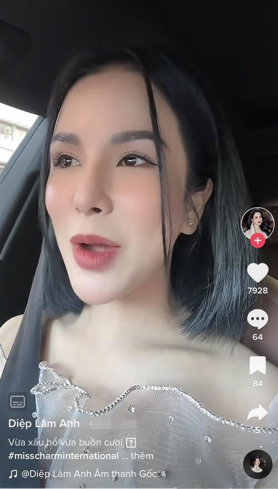 "Ngày hôm nay, đáng lẽ phải đi làm nhưng mình vẫn phải dành thời gian để đi sự kiện. Mình phải tự make-up, làm tóc,... Đi dự họp báo để chia vui với người em nên mình nghĩ cũng không cần phải cầu kì quá nên mình tự làm hết và còn tự lái xe đến luôn. Không thể tin được mình đã để quên kẹp tóc trên đầu rồi bước lên thảm đỏ chụp hình...", Diệp Lâm Anh chia sẻ về sự cố "quê độ".