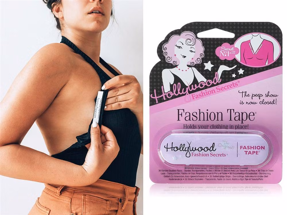 Với áo yếm ôm sát, hãy chọn dán ngực với miếng dán chuyên dụng, đồng thời dùng băng dính thời trang dán dọc mép áo yếm ở hai bên ngực cẩn thận. Cách này giúp bạn tự tin mặc áo yếm khi hoạt động mạnh mà không ngại vòng 1 bị xê dịch.