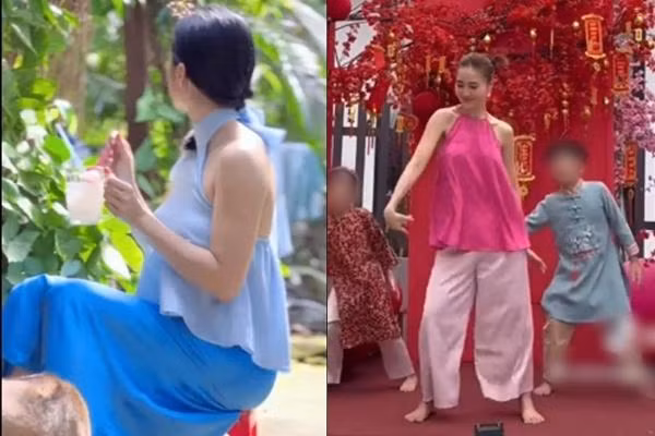 Sở hữu vòng 1 lớn nên cả hai mỹ nhân đều mắc lỗi đỏ mặt khi mặc áo yếm mà không "phòng hộ" cẩn thận.