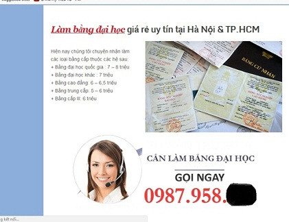Làm bằng giả được công khai tràn lan trên mạng internet.