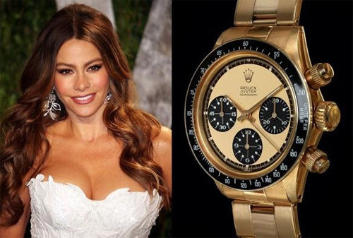 Bom sex Sofia Vergara sở hữu chiếc đồng hồ vàng Rolex Daytona có giá 37.450 USD.
