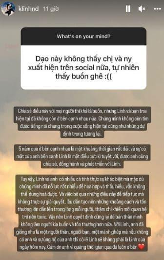 'Co em Trendy' Khanh Linh chia tay ban trai sau 5 nam hen ho