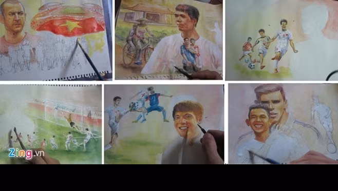 Những bức tranh cổ vũ tuyển U19 Việt Nam của tác giả trẻ Anh Thắng nhận được rất nhiều lời khen ngợi của khán giả, người hâm mộ trong tuần qua. Dù vẫn còn bộc lộ nhiều hạn chế khi tham gia các đấu trường châu lục nhưng trong khu vực, sự xuất sắc của U19 Việt Nam cũng đủ khiến khán giả Việt rất yêu mến và cổ vũ nhiệt tình.