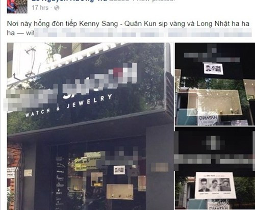 Xuất phát từ chia sẻ của Lê Nguyễn H.T, dân mạng Việt xôn xao về bức ảnh chụp một shop hàng hiệu bán đồng hồ, trang sức... tại TP HCM. Trên cửa kính trước của shop này dán một tờ giấy với 3 gương mặt của Kenny Sang, Quân Kun và Long Nhật cùng với dòng chữ "Không tiếp đón" họ. Nhiều cuộc tranh cãi nổ ra, người thì cho rằng việc cấm cửa như trên là quyền chính đáng của chủ shop (không thích thì cấm), số khác lại cho rằng đây giống như một chiêu trò câu khách, thậm chí là phạm pháp bởi sử dụng hình ảnh của người khác khi chưa được sự đồng ý.