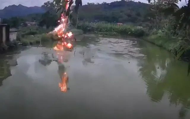 Nguyên nhân được xác định là do dây câu chạm vào đường dây điện cao thế phía trên, dòng điện mạnh lập tức truyền qua cần câu vào người ông. Ảnh minh họa.