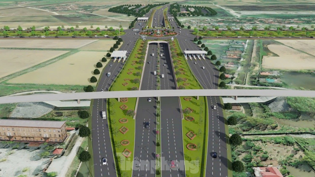 Dự án có thiết kế 3 tầng, từng hệ thống đường vượt nút giao, gồm: đường trên cao (đường cao tốc Vành đai 5); đường đi ở mặt đất (đường địa phương kết nối với cao tốc và Vành đai 5); đường ngầm (hầm chui - đường cao tốc Pháp Vân - Ninh Bình).