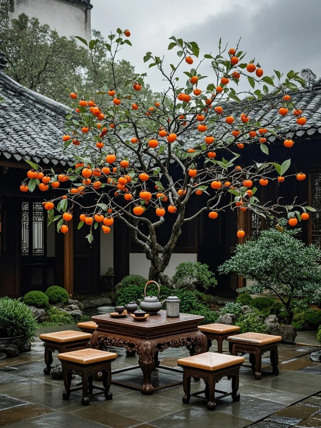 5. Cây cảnh: Hồng. Cây hồng cũng được ưa chuộng vì có thể mang lại may mắn cho gia đình. Người xưa khuyên nên trồng cây hồng ở trong sân là vì cây hồng ngụ ý vạn vật bình an, may mắn.