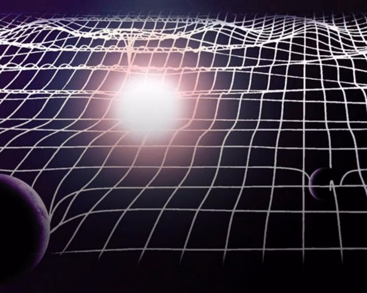  5. Bẻ cong ánh sáng. Einstein giải thích rằng ánh sáng bị bẻ cong khi đi qua vùng không-thời gian cong do lực hấp dẫn. Hiện tượng này, được gọi là thấu kính hấp dẫn, đã được xác nhận bởi quan sát nhật thực năm 1919, đánh dấu thành công lớn cho thuyết tương đối tổng quát. Ảnh: Pinterest.