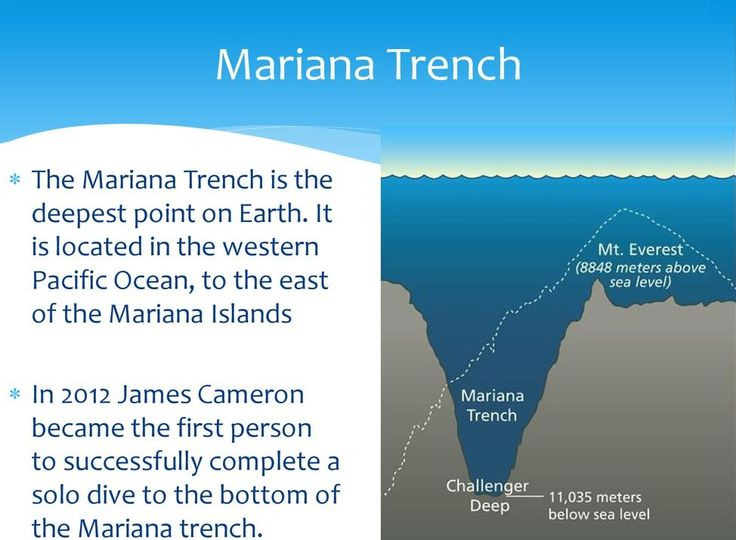  2. Độ sâu ấn tượng. Rãnh Mariana có độ sâu tối đa ước tính khoảng 10.984 mét tại điểm được gọi là Challenger Deep, sâu hơn chiều cao của đỉnh Everest. Ảnh: Pinterest.