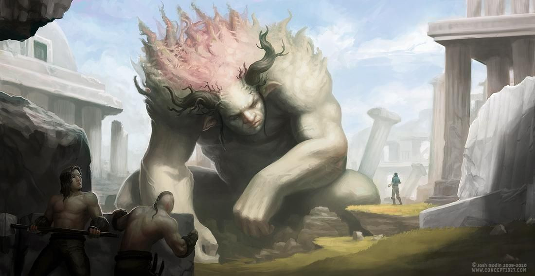  6. Nephilim. Nephilim được mô tả là những sinh vật khổng lồ và đầy quyền năng, nhưng cũng đầy tội lỗi. Điều này được liên kết với câu chuyện về Đại Hồng Thủy trong Kinh Thánh. Ảnh: Pinterest.