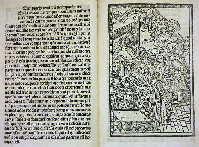  5. Hướng dẫn về cái chết tốt đẹp. Tác phẩm cung cấp các chỉ dẫn chi tiết về cách đối mặt với cái chết, bao gồm những lời khuyên tâm linh, cầu nguyện và cách tránh cám dỗ cuối đời. Ảnh: Pinterest.