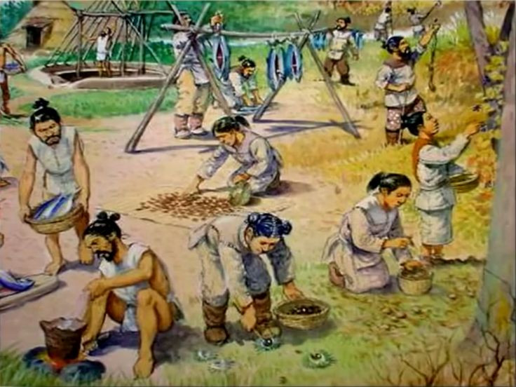  6. Phong cách sống bán du mục. Người Jomon sống chủ yếu bằng săn bắn, thu hái và ngư nghiệp. Họ không phải là những người du mục hoàn toàn, nhưng thường xuyên di chuyển để tìm kiếm thức ăn. Ảnh: Pinterest.