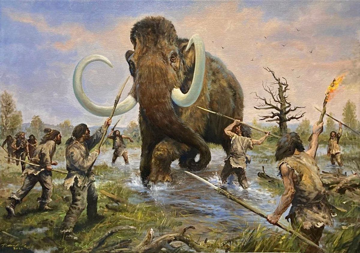  13. Sự tuyệt chủng hậu kỷ băng hà. Sự kết thúc kỷ băng hà khiến nhiều loài động vật khổng lồ tuyệt chủng, có thể do biến đổi khí hậu và áp lực săn bắt từ con người. Ảnh: Pinterest.