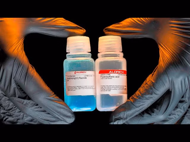  13. Không phải axit thông dụng. Mặc dù rất mạnh, axit này không được sử dụng phổ biến vì tính chất nguy hiểm và khó kiểm soát, chỉ được sử dụng trong các phòng thí nghiệm chuyên dụng. Ảnh: Pinterest.