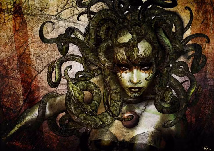  6. Đầu của Medusa trở thành vũ khí mạnh mẽ. Sau khi Perseus giết Medusa, đầu của Medusa trở thành một vũ khí mạnh mẽ. Nó có thể hóa đá bất kỳ ai nhìn vào nó. Perseus đã dùng đầu Medusa như một công cụ để giúp anh ta chiến thắng những quái vật và kẻ thù trong các cuộc phiêu lưu sau này. Ảnh: Pinterest.