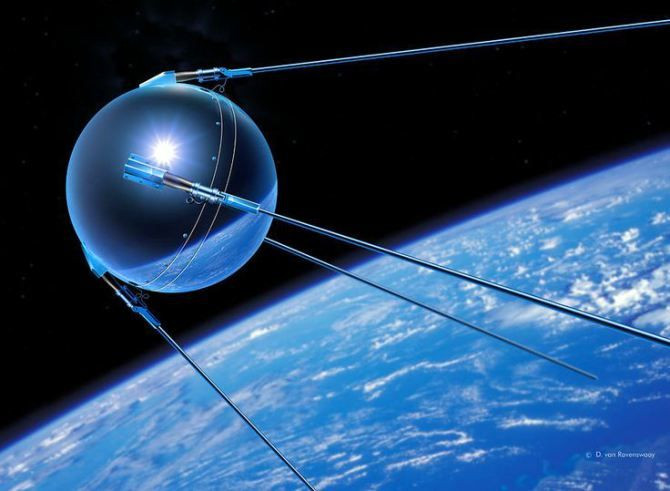  1. Sputnik 1 - Vệ tinh nhân tạo đầu tiên (1957). Liên Xô phóng Sputnik 1, vệ tinh nhân tạo đầu tiên của nhân loại, đánh dấu sự khởi đầu của kỷ nguyên không gian. Ảnh: Pinterest.