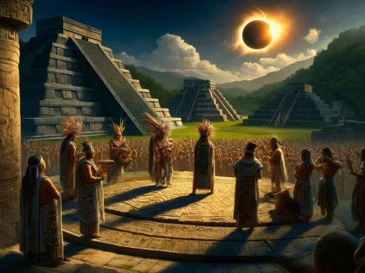  9. Dự đoán nhật thực và nguyệt thực. Dựa vào các mô hình toán học, người Maya có thể dự đoán chính xác thời điểm xảy ra các hiện tượng thiên văn như nhật thực và nguyệt thực. Ảnh: Pinterest.