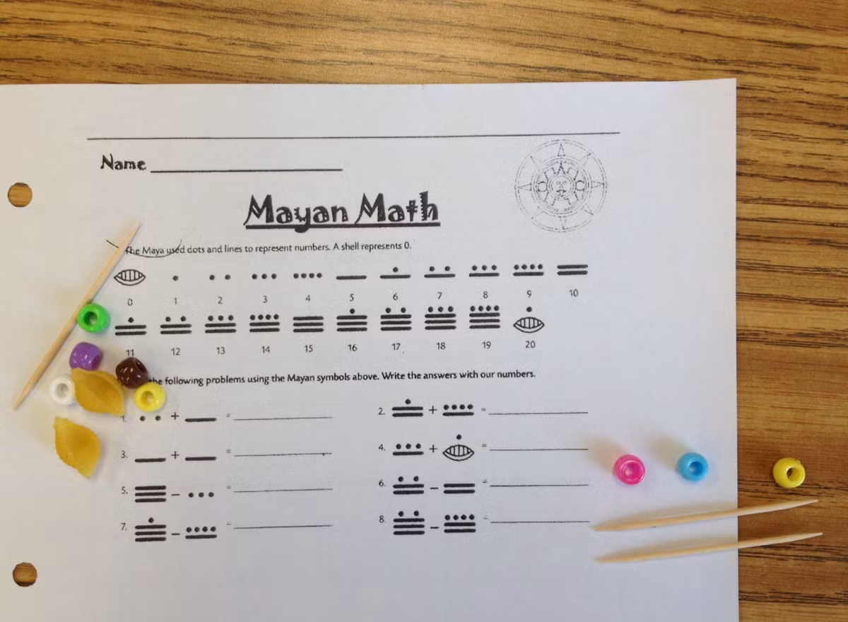 5. Số học dễ hiểu và hiệu quả. Hệ thống số học Maya dựa trên các biểu tượng đơn giản, giúp thực hiện phép cộng và trừ dễ dàng, ngay cả với các số lớn. Ảnh: Pinterest.