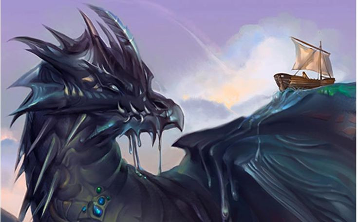  8. Mối liên hệ giữa Tiamat và các sinh vật huyền bí. Trong cuộc chiến với Marduk, Tiamat tạo ra những quái vật huyền bí để chiến đấu, bao gồm các con rắn, quái vật biển, và các sinh vật đáng sợ khác. Những sinh vật này thường được coi là hiện thân của sự hỗn loạn mà Tiamat đại diện. Ảnh: Pinterest.