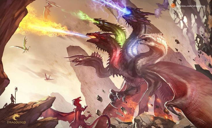  6. Biểu tượng của hỗn loạn và sự khởi đầu. Tiamat tượng trưng cho hỗn loạn nguyên thủy và sự vô trật tự trước khi có sự phân chia và tổ chức của thế giới. Cô là hiện thân của thế giới chưa được tạo ra, nơi mọi thứ còn hỗn loạn và chưa có hình dáng. Ảnh: Pinterest.