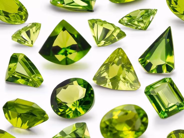  8. Tháng 8: Peridot (Ngọc lục bảo chiều tà). Màu sắc: Xanh lá cây phớt vàng. Ý nghĩa: Đại diện cho sự tươi trẻ, thịnh vượng và sự bình yên. Peridot còn được cho là có khả năng xua đuổi ác mộng. Ảnh: Pinterest.