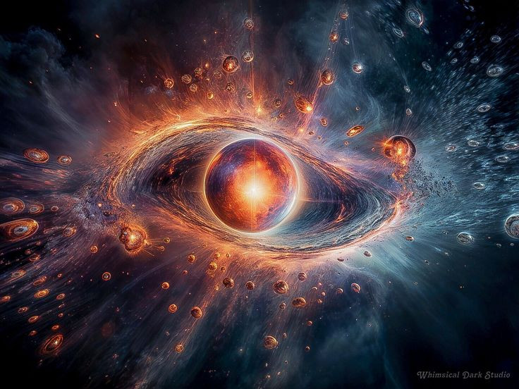  3. Hệ quả của Vụ Nổ Lớn (Big Bang). Sự giãn nở bắt nguồn từ Vụ Nổ Lớn, khoảng 13,8 tỷ năm trước, khi toàn bộ vũ trụ bắt đầu từ một điểm duy nhất. Ảnh: Pinterest.