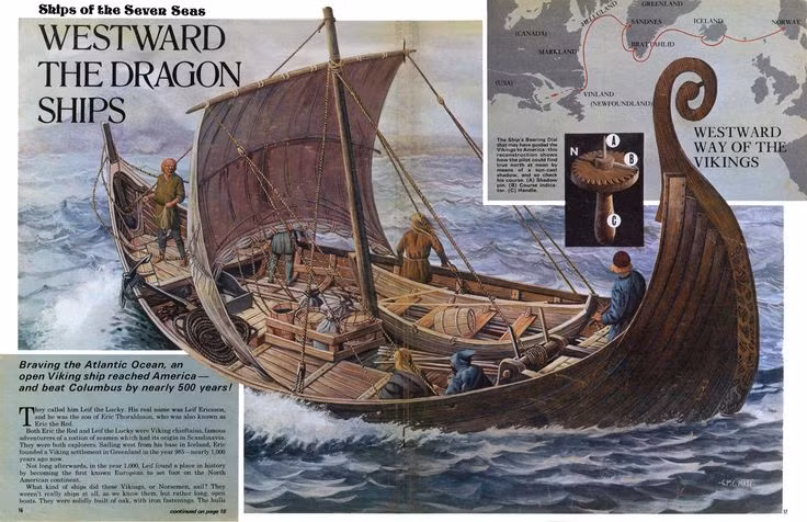  13. Không chỉ là khám phá ngẫu nhiên. Người Viking không tìm thấy châu Mỹ nhờ may mắn. Họ rất giỏi định hướng bằng cách quan sát mặt trời, sao, và động vật biển, giúp họ xác định hướng đi chính xác khi vượt biển. Ảnh: Pinterest.