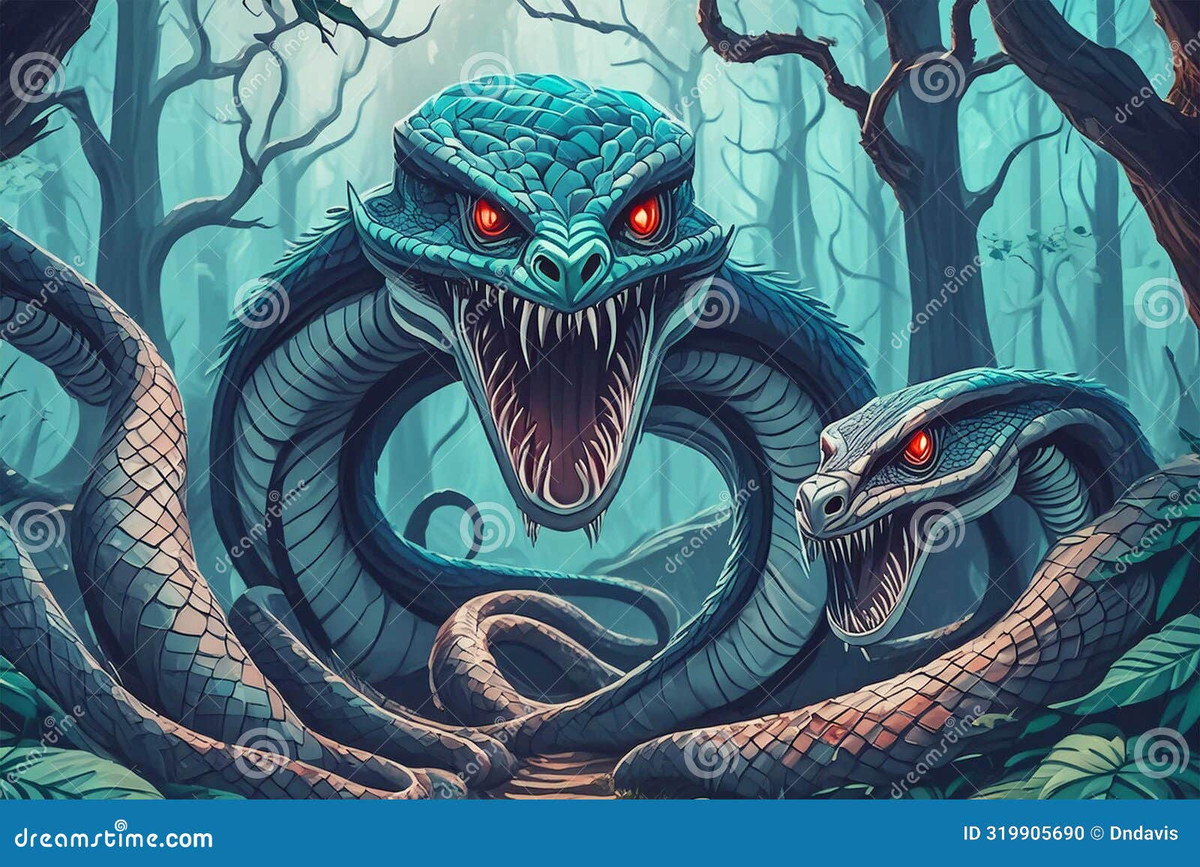  3. Hình dạng đặc biệt với hai đầu. Amphisbæna là một quái vật rắn đặc biệt, được mô tả là có hai đầu, một ở đầu trước và một ở đầu sau. Ảnh: Pinterest.