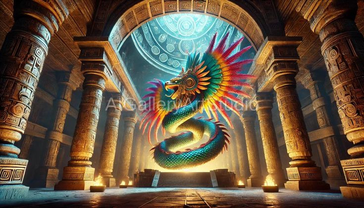  7. Quetzalcoatl trong thần thoại và chính trị. Quetzalcoatl còn có liên hệ với vị vua huyền thoại Topiltzin Quetzalcoatl, một nhân vật lịch sử trong truyền thuyết Toltec. Vị vua này được cho là hóa thân của thần Quetzalcoatl, mang lại thời kỳ thịnh vượng và hòa bình cho người dân. Ảnh: Pinterest.