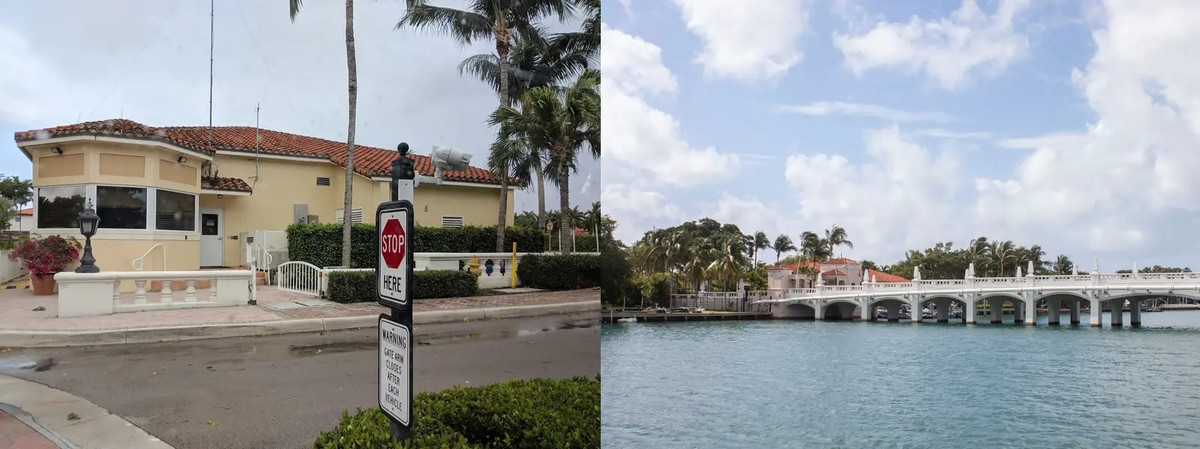 Lối vào này được canh phòng cẩn mật, với trụ sở Cảnh sát Indian Creek Village nằm ngay ở đầu cầu. 13 cảnh sát toàn thời gian được giao nhiệm vụ bảo vệ hòn đảo. Ảnh: Insider.