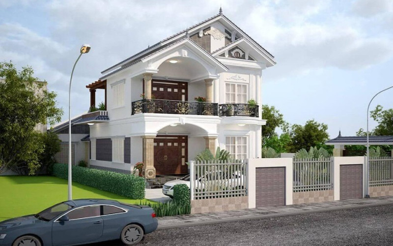 Xay nha 2 tang mai Thai dep hut mat chi tu 500 trieu dong