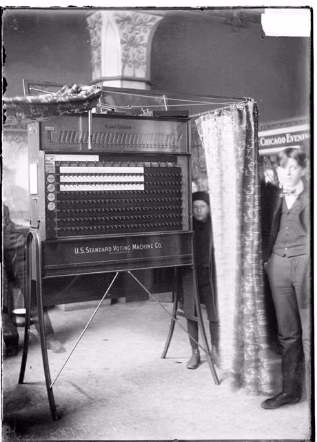 Ngày 14/2/1899: Máy kiểm phiếu được Quốc hội Mỹ chấp thuận sử dụng trong các cuộc bầu cử liên bang. Ảnh: Pinterest.com
