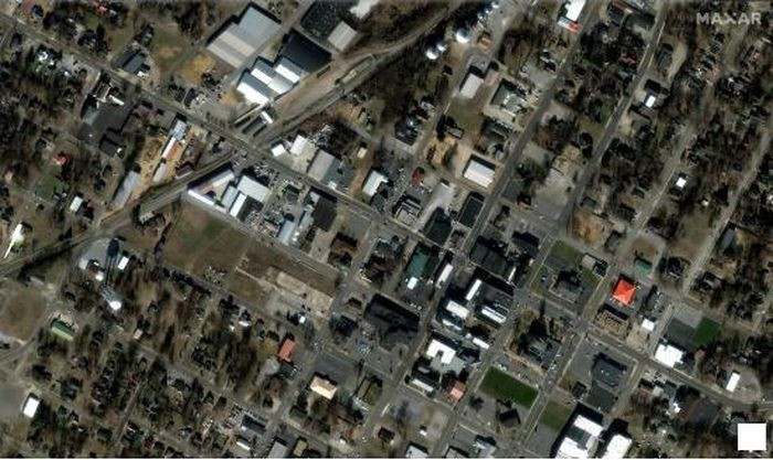 Toàn cảnh trung tâm thành phố Mayfield, Kentucky, ngày 28/1/2017.