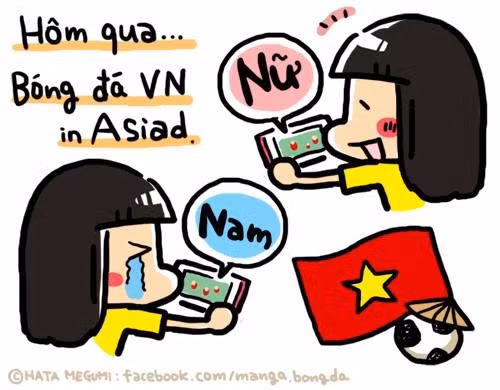 Tâm trạng của Megumi khi xem các đội bóng Việt Nam thi đấu tại Asiad 17 vừa qua.
