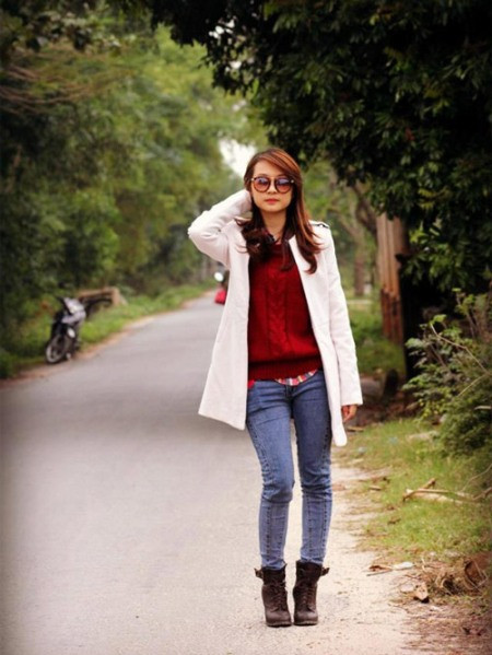 Tuy là một chiến sĩ Công an song Luna có phong cách ăn mặc khá thời trang.