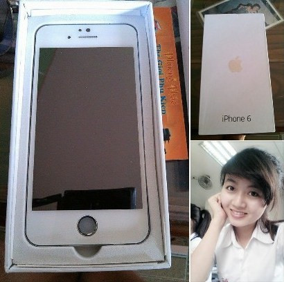 Hình ảnh cô gái xinh xắn được ghép chung với iPhone 6 trong điều kiện tuyển người yêu, thu hút sự chú ý của nhiều chàng trai.