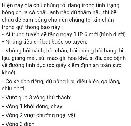 Điều kiện tuyển người yêu của tài khoản có nickname Facebook P.T gây xôn xao mạng.