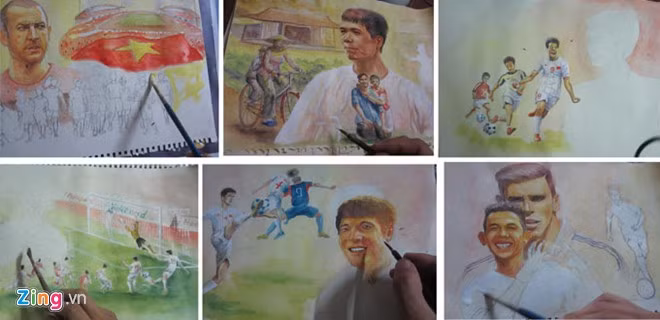Màn trình diễn ấn tượng của các học trò HLV Graechen tại giải U19 Đông Nam Á đã thổi bùng niềm cảm hứng của họa sĩ Ancodon. Anh tự đặt câu hỏi tại sao không kết hợp giữa hội họa và bóng đá.