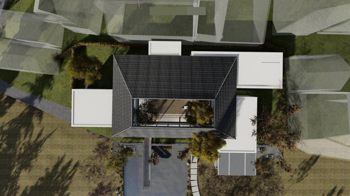 Mong muốn của chủ đầu tư đã tạo cảm hứng cho nhóm tạo nên thiết kế đặc biệt này. Nhà có cấu trúc sân vườn ở giữa, bao quanh là các khu vực sinh hoạt. Thiết kế khiến ta liên tưởng đến các công trình "tứ hợp viện" ở Trung Quốc.