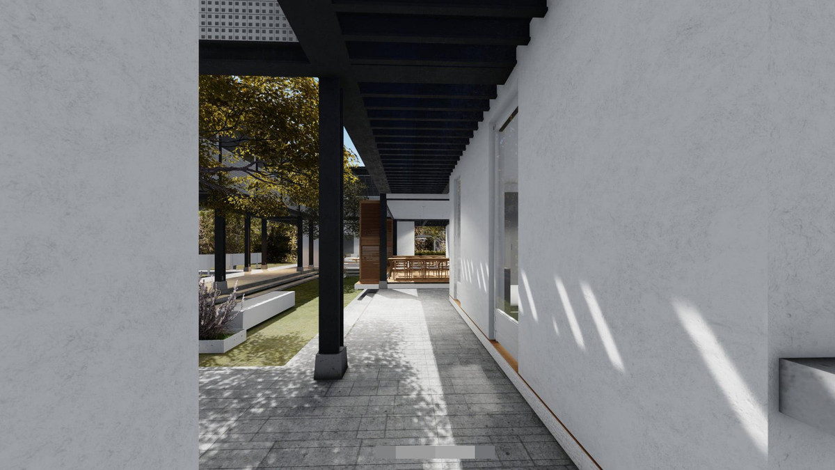 Hàng hiên cản nắng, tạo thành những vùng đệm cho nhà thêm mát mẻ.