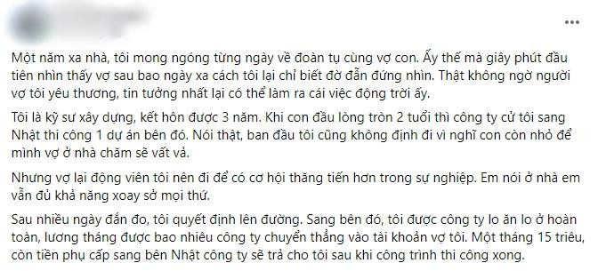 Chong di xa 1 nam, ngay tro ve sung so thay bung vo to vuot mat