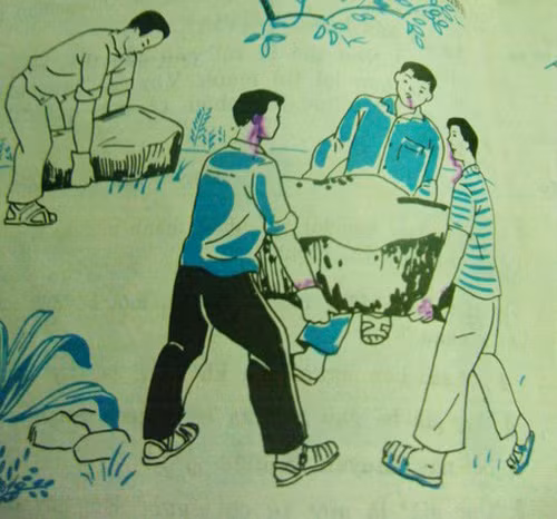 "Hòn đá to, hòn đá nặng...", hình ảnh minh họa cho bài thơ của Bác trong SGK Tiếng Việt lớp 3.