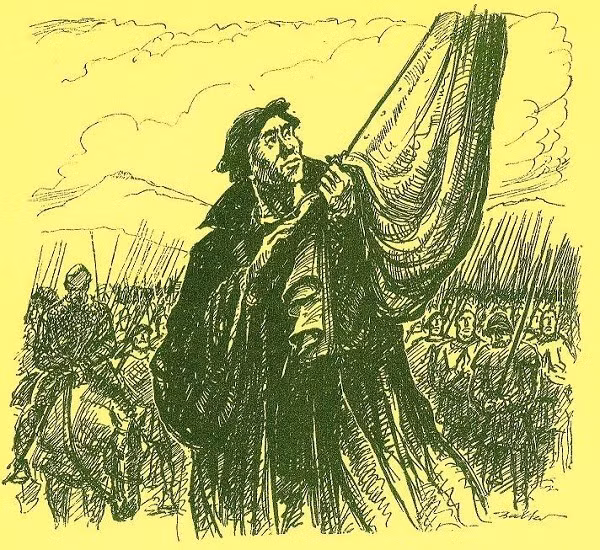 Ông nói với nghĩa quân rằng, họ đã được Chúa phù hộ và đây là trận chiến vì tương lai của loài người. Trong ngày giao chiến, một cầu vồng xuất hiện, Muentzer liền chỉ vào và hét lên rằng, đây là dấu hiệu Thiên Chúa đã tới. Thế nhưng đến cuối ngày, hơn 5.000 nghĩa quân đã chết và Muentzer bị bắt khi đang ẩn nấp dưới gầm giường trong nhà. Ông bị chính quyền tra tấn, rồi chém đầu vì tội dị giáo và mưu phản.